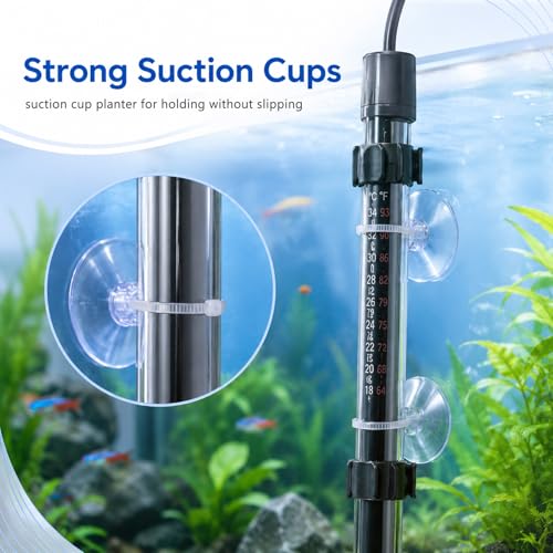 JJUNW 40 Pcs Aquarium Suction Cups, Fish Tank Suction Cups with Zip Ties, Adjustable Cables Set Fish Tank Tools for Holding Airline Tubing Decorations Shrimp Nests and Reptile Hammocks