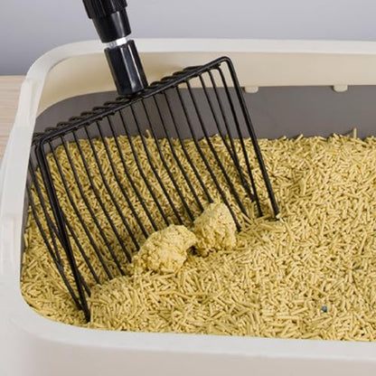 FOSA Cat Litter Scoop, Litter Cleaner Corner Shovel with Long Extendable Handle, Lightweight Metal Chicken Coop Poop Scooper to Clean Reptile Terrarium Sand Waste (Model A 2 Section - size: Model A 2 Section Handle