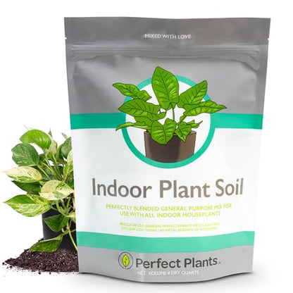 Perfect Plants Indoor Plant Soil 4qt | Perfectly Balanced Potting Mix | Gardening Substrate for All Varieties of Live houseplants - size: 4qts.
