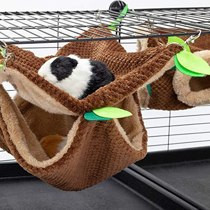 Small Animal Hammock - Hanging Hammock & Tunnel Hideout for Guinea Pig Hamster Parrot Rat Chinchilla - Warm Swing Plush Cage Bed Washable Pet Hammock - size: One Size