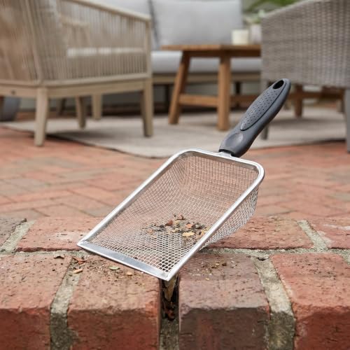 2PCS Cat Litter Shovel: Stainless Steel Litter Cleaner Corner Scoop - Mesh Poop Box Shovel for Reptile Terrarium Sand Waste Beach Scoop Cat Supplies (2.4mm, 3.4mm Hole)