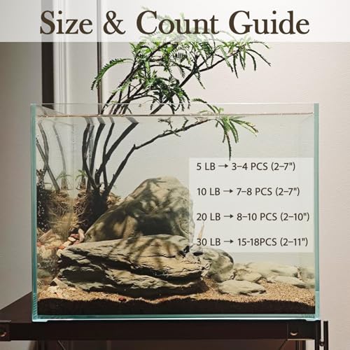 Fish Tank Rocks 10lb Natural Stream Stone 7-8pcs Aquarium Aquascape Stones, Flat Basking Rock, Reptile Slate Rocks & Turtle Tank Decor(2-7 Inches) - size: 10lb(7-8pcs)