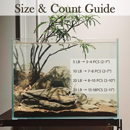Natural Stream Stones 15-18pcs Large Aquarium Rocks 30lb Turtle Basking Platform & Reptile Slate Stones for Fish Tank & Habitat Decor(2-11 Inches) - size: 30lb(15-18pcs)
