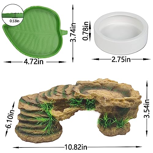 Hamiledyi Turtle Basking Platform Rock Reptile Resting Terrace Resin Bearded Dragons Climbing Ledge Tortoise Ramp Hideout for Tortoise Leopard Gecko Lizards Snake Chameleons