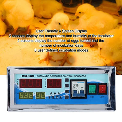 110V Egg Incubator Controller, XM-18D Digital Automatic Temperature Humidity Control Thermostat with Sensor Probe for Homebrew Incubator Greenhouse