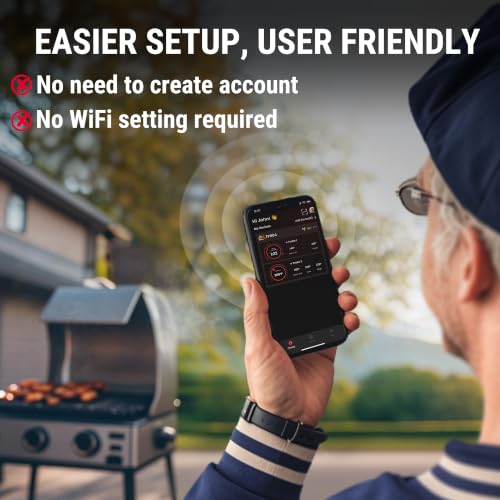 TempPro 450 ft Bluetooth Meat Thermometer with 2 Probes, Meat Thermometer Digital Wireless for BBQ Oven, Smoker Thermometer for Cooking Chicken Steaks Poultry (Previously ThermoPro) - color: Orange