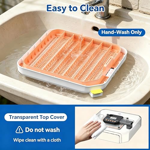 48 Egg Incubator with Auto Turner, Digital Temperature and Humidity Control, Built-in Egg Candler, External Water Refill - for Hatching Chicken, Duck, Quail, Goose Eggs