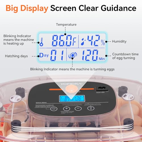 Incubators for Hatching Eggs, 24 Egg Incubator, Automatic Egg Turner with Humidity Control & Digital Temperature, Hatch Day, Auto Water Refill, 360°Viewing for Chicken, Duck, Quail, Duck, Goose