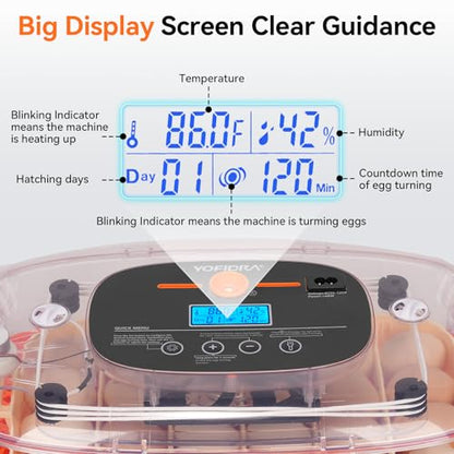 Incubators for Hatching Eggs, 24 Egg Incubator, Automatic Egg Turner with Humidity Control & Digital Temperature, Hatch Day, Auto Water Refill, 360°Viewing for Chicken, Duck, Quail, Duck, Goose