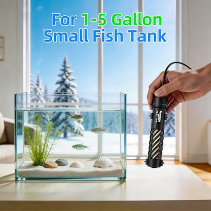 FREESEA Aquarium Heater for Fish Tank: 25W Preset 78°F - 24/7 Stable Temperature Worry-Free Keeping - Auto-Off Out of Water - 1–5 gal Betta Turtle & Saltwater Tank - size: 25W(1-5 Gallon)