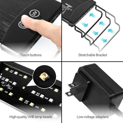 WACOOL TERRA Dimming LED UVB Reptile Light, 24“ LED Reptile Light Bar with Brightness Adjustment & 3 Light Modes, UVB 5.0