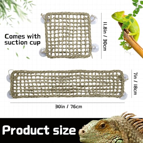 2 Pieces Bearded Dragon Hammock Large Reptile Hammock, Lizard Hammock, Bearded Dragon Climbing Habitat Tank Accessories, Reptile Bridge for Chameleon Hermit Gecko Snakes - style: 1 Rectangle + 1 Square
