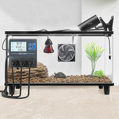 DIGITEN Reptile Temp & Humidity Controller, Timer Outlet, Day-Night Thermostat, 3-Stage Outlet Plug in Temperature Controller for Reptile, Mushroom, Homebrew