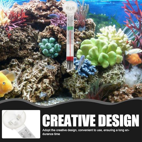 Mobestech 10pcs Aquarium Thermometers Fish Tank Temperature Meters with Suction Cups Small Strip Design for Freshwater and Reptile Tanks