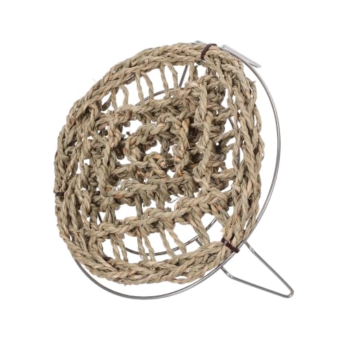 Kichvoe Bearded Dragon Basking Bed with Straw Woven Mat and Metal Legs, Elevated Reptile Lounger Hammock for Snake and Frog Habitat Decor, Easy Installation Climbing Accessory