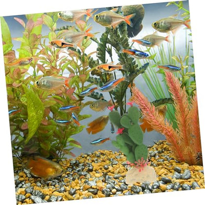 HEMOTON Aquarium Fish Tank Decor Realistic Artificial Cactus Plant Ornament for Reptile Terrarium and Home Decoration Plastic Craft Easy to Clean No Maintenance Required