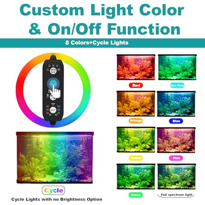 SEAOURA Submersible Aquarium Light for 20 to 35 Inch Fish Tank, 24/7 Cycle Fish Tank Light with Timer, Aquarium Plant Light with Full Spectrum+7 Single Colors, Auto On/Off, Adjustable Brightness - size: 18.9 Inch length