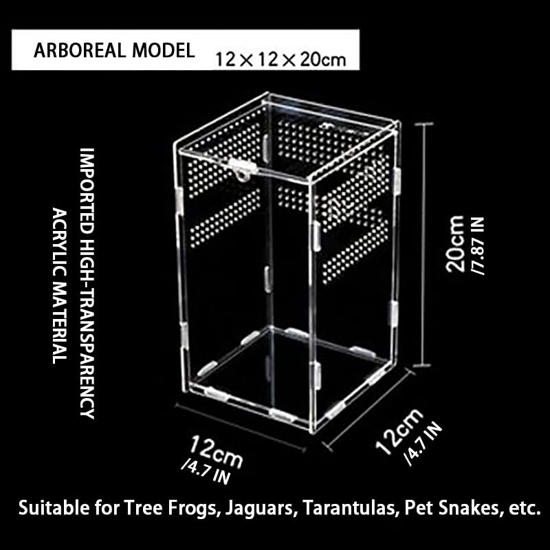 Mini Reptile Terrariums Tank, Tarantula Enclosure, Chameleon cage, Amphibians Habitat Cages for Small Reptiles, Geckos, Snakes, Lizards, Turtles, Serpents -Acrylic(4.7 * 4.7 * 8 inchs) - color: 1#