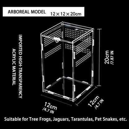 Mini Reptile Terrariums Tank, Tarantula Enclosure, Chameleon cage, Amphibians Habitat Cages for Small Reptiles, Geckos, Snakes, Lizards, Turtles, Serpents -Acrylic(4.7 * 4.7 * 8 inchs) - color: 1#