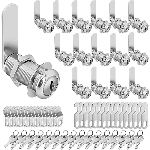 Cam Locks Cabinet Locks Keyed Alike, 1-3/8'' (Length) Cylinder Fits on 1-1/8'' Max Panel Thickness, 16pcs Secure Files Drawers RV Storage Locks Replacement Set, Zinc Alloy Chrome Finish - size: 1-3/8 Inch 16Pcs