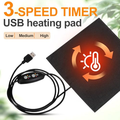 USB Heating Pad for Small Pets Reptile Heat Mat with Temp 5.5 Inch Thermal Insulation Mat for Hamsters Squirrels Rabbits Birds, Adjustable Terrarium Warm Cushion