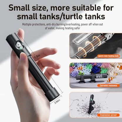 AQUASMITH Aquarium Heater,50w/100w/150w/200w/300w/500w Submersible Fish Tank Heater,External LED Controller, with Over-Temperature Protection and Automatic Power-Off When Leaving Water for. - size: 150W