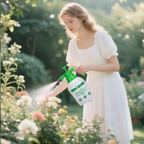 MRPAPA 2 Pack Handheld Pump Sprayer, Garden Pressure Water Spray Bottle with Adjustable Brass Nozzle for Plants (2L-Green-2PCS) - color: 2L-Green-2PCS