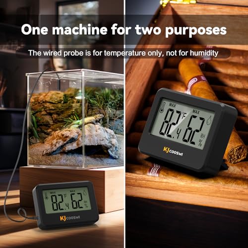 4PCS Mini Digital Hygrometer and Thermometer Reptile Thermometer with Extend Probe (Only Temperature) Indoor Temp and Humidity Meter with Magnet - style: with probe