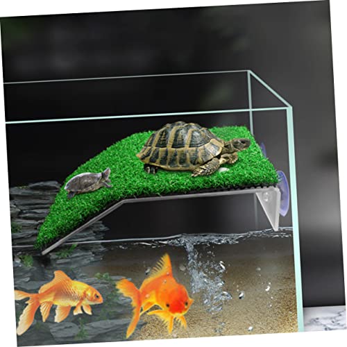 1pc Tortoise Climbing Ladder Basking Platform Simulated Grass for Aquarium Decor Turtle Resting Terrace and Ramp for Reptiles Easy to Clean and Pet Accessory