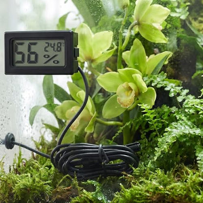 2pcs Reptile Digital Thermometer Hygrometer, Celsius Temperature Humidity Meter with Probe, Plastic Hygrometer for Terrarium, Vivarium, Pet Reptile Habitat Monitoring