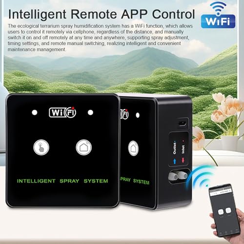 Rainforest Terrarium Timed Fogging System, Reptile Humidifier with WiFi Smart Spray Kit, 360 Rotatable Nozzle with Remote APP Control, Ideal for Automatic Terrarium Misting, 10m (5m 2 nozzles) - size: 5m 2 nozzles