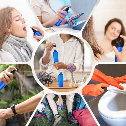 Eccliy 32 Pcs 8 oz Spray Bottles Fine Mist Plastic Spray Bottles Clear Empty Sprayer Hairs Refillable Travel Sprayer with Pump Cap for Cleaning Oils Travel Perfumes(Blue,Clear) - color: Blue, style: Clear