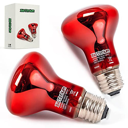 Reptile Heat Lamp Bulb | Full Spectrum Infrared Basking Bulb with UVA + UVB Light | Terrarium 100 Watt Basking Bulb | Self-Ballasted Vapor Amphibian and Reptile Basking Light