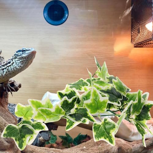 BESPORTBLE Fake Hanging Plant for Reptile Terrarium with Suction Cup, Artificial Leaf Decoration for Amphibious Habitat, Indoor Reptile Tank Decor