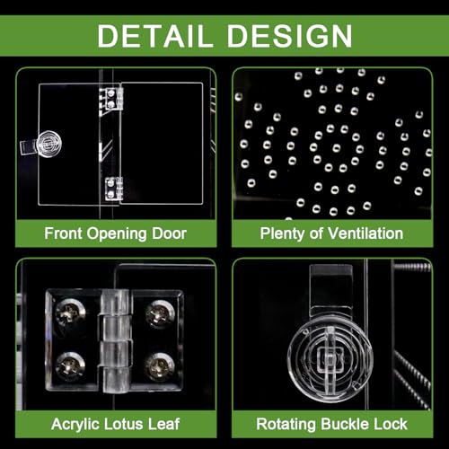 Spider Terrarium Kit, Jumping Spider Enclosure with Hideout, Rope Bridge, Ledge Ladder, Micro Habitat Terrarium for Small Tree Dwelling Reptiles, Arboreal Tarantula Enclosure (6x6x12 Inches) - size: 6x6x12 Inches