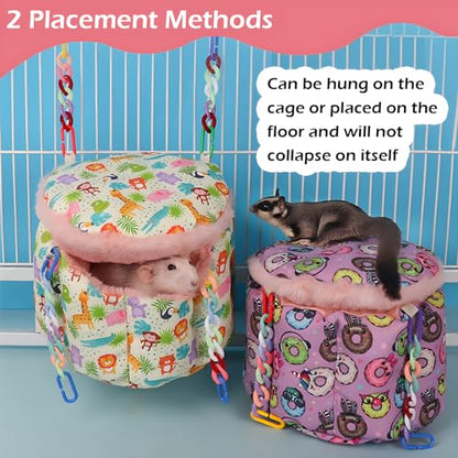 Rat Hanging Bed, Sugar Glider Cage Accessories, Guinea Pig Warm Sleeping Nest Bed, Small Animals Cage Hammock for Squirrel, Hamster, Parrot - color: purple