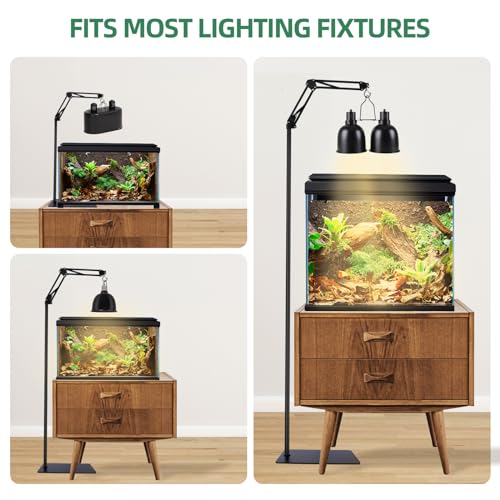 MECESOR Reptile Lamp Stand Adjustable Height 15.7-73.6inch with 360°Adjustable Swing Arm Heat Lamp Stand Plant Floor Light Holder for Bearded Dragon Turtles Snake and Chicks - size: 15.7-73.6inch