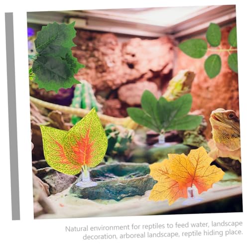 PRETYZOOM 4pcs Aquarium Decoration Artificial Purple Perilla Leaf Plant with Suction Cups Fish Tank Supplies Climbing Pet Fake Plants for Reptile Terrariums and Aquarium Landscaping