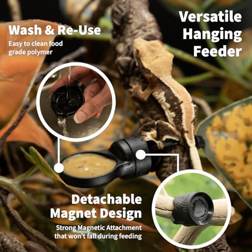 Pangea Microdish Kit for Gecko Feeding, Tiny Water Dish for Micro Geckos, Anoles, and Other Small Reptiles, Zip Tie Attachment Pet Food Bowl 1.5in x .75 in (S Branch Mount) - size: S Branch Mount