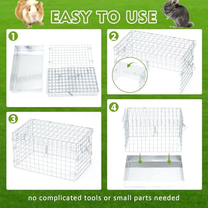 DoubleFill 14 x 8 x 8 Inch 1 Hole Folding Guinea Pig Carrier Chinchilla Carrier Portable Hamster Travel Cage with Tray Handle for Rabbit Chick Bird Small Animal Transport Temporary Housing Pet Habitat
