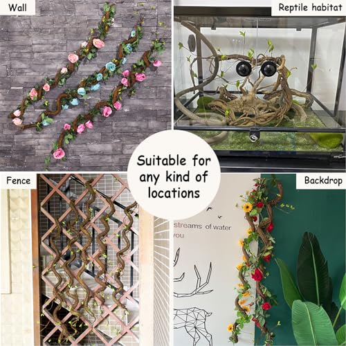 Bendable 63in Artificial Tree Twigs Cane Wood Vine Branches Fake Plants Trunk Garland with Leaves for Home Wedding Garden Wall Hanging Mantel Christmas Thanksgiving Day Decoration