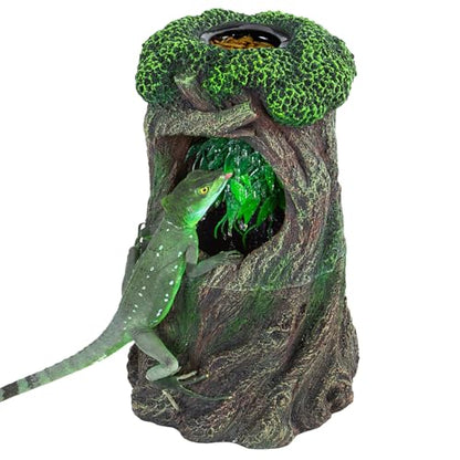 REPTI ZOO Reptile Waterfall Drinking Fountain with Food Dish, 1000ML Large Reptile Terrarium Water Dispenser for Bearded Dragon Chameleon Gecko Lizard Tree Frog