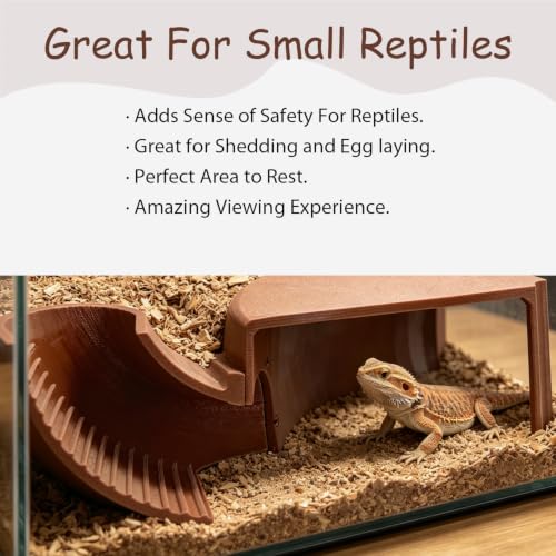 Reptile Hide with Viewing Window – Corner Underground Cave Observation Hideout for Hermit Crab, Leopard Gecko & Bearded Dragon – Reptile Habitat Tank Decor