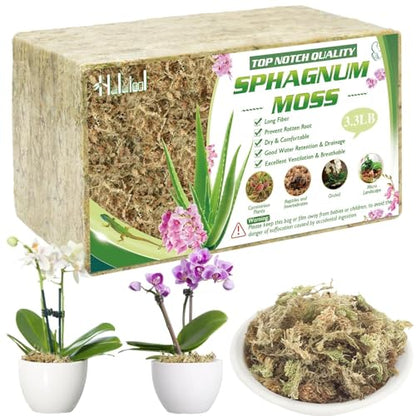 Halatool 3.3LBS Natural Sphagnum Moss for Plants 60 QT Premium Peat Moss Dried Long Fiber Orchid Moss for Orchid Repotting Carnivorous Succulents Garden Flowers Crafts Terrarium and Reptiles - size: 60 qt (3.3 lbs)