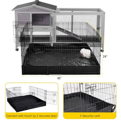 Aivituvin Rabbit Playpen Pet Pen Small Animal Cage with Waterproof Liner - Extension Playpen - color: Black
