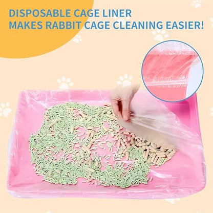Disposable Cage Liner Bags (50-Pack) – 26'' X 18'' Clear Plastic Rabbit Cage Liners, Leak-Proof Toilet Film for Bunny, Guinea Pig, Hamster, Hedgehog & Small Animals – Universal Crate Tray Covers for - size: 50