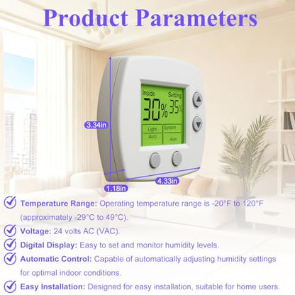 H6062A1000 Digital Humidistat/Dehumidistat Compatible with Honeywell H6062A1000 HumidiPro, OEM Upgrade H6062A1000/U Digital Humidistat, Smart LCD Display Humidity Control for Home and Indoor. -2 Year