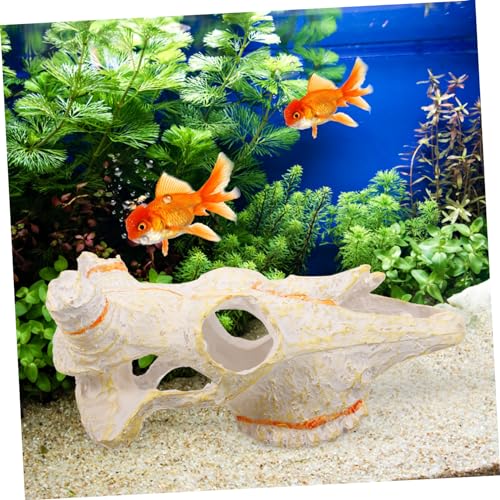Toddmomy Reptile Skull Hideout for Aquarium Decor Lifelike Resin Decoration for Fish Tanks Terrariums and for Reptiles and Fish