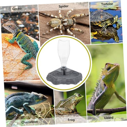 Reptile Turtle Feeder,Water Feeder Automatic Water Dispenser Waterer Feeding for Turtle Dragons Lizards Geckos for Terrarium Reptile Food Bowl Tank Lizard (Grey)