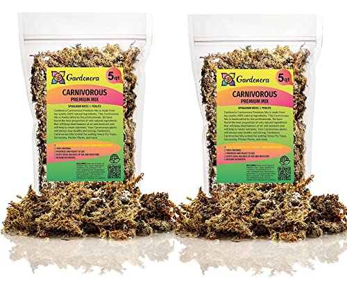 Gardenera Premium Carnivorous Plant Potting Mix - 10 Quart Sphagnum Moss and Perlite Blend for Potting Venus Fly Traps, Sarracenia, Pitcher Plants - (2 Bags of 5QT) - size: 10 QUART